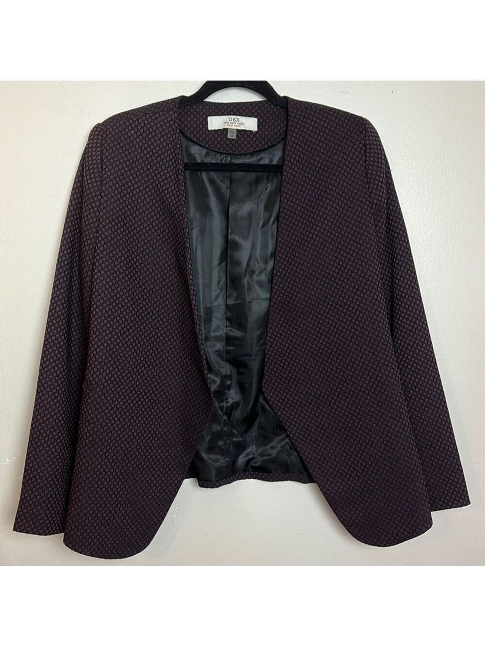 Dex The Suit Shop Open Front Tailored Fit Blazer in Plum Purple & Black